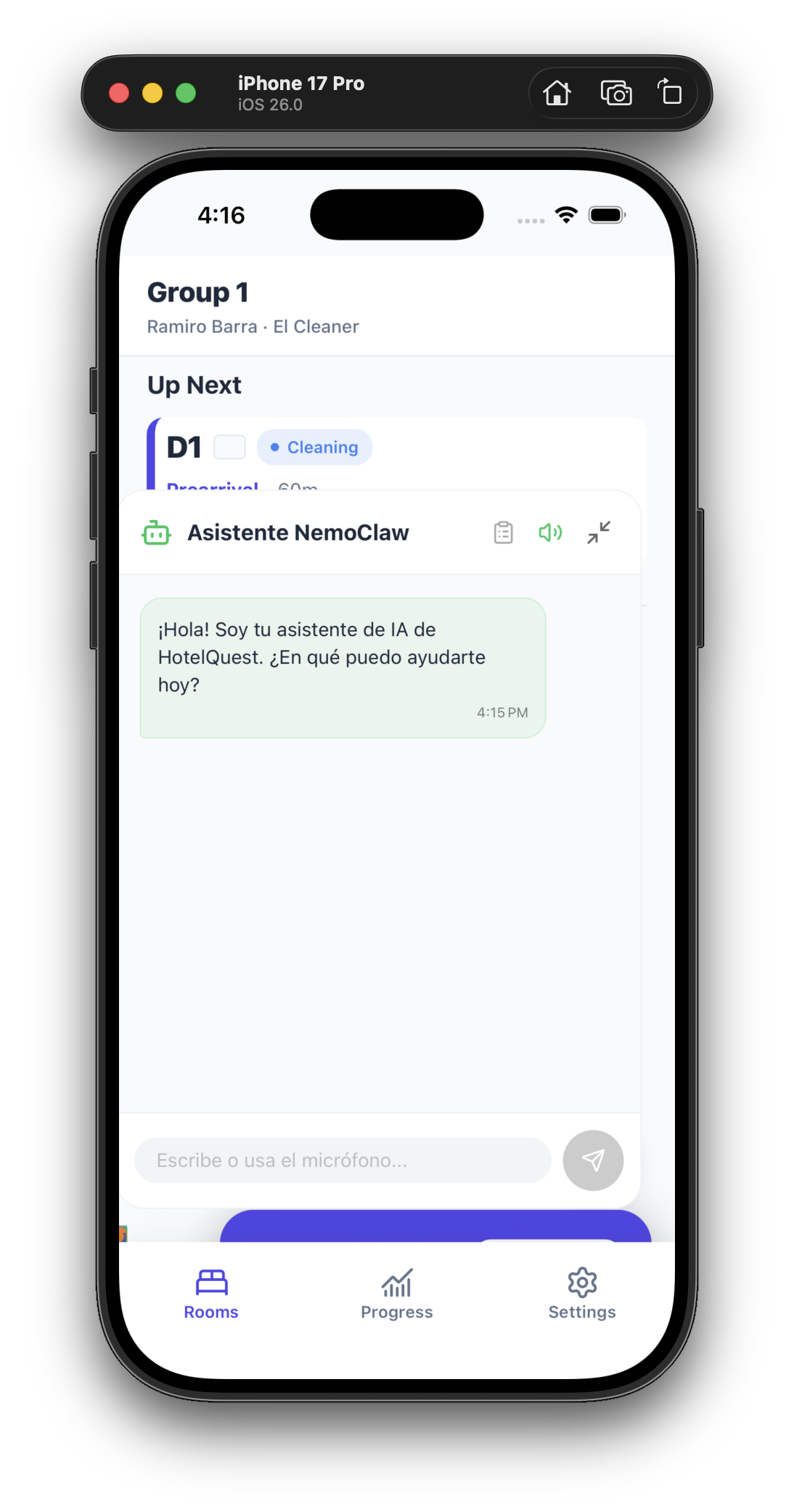 NemoClaw AI assistant ready to answer hotel questions